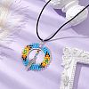 Boho Style Glass Seed Beads & Feather Alloy Pendant Necklaces NJEW-MZ00041-2