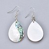 White Shell & Abalone Shell/Paua Shell Dangle Earrings EJEW-K081-03E-2