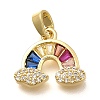 Rack Plating Brass Micro Pave Clear Cubic Zirconia Pendants KK-M309-31G-1