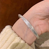 Retro Carved Peony Brass Cuff Bangles for Women FS-WG4858E-01-2