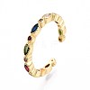 Brass Micro Pave Cubic Zirconia Cuff Rings for Women KK-T071-68G-4
