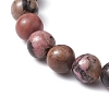 Tube & Round Natural Rhodonite Beaded Stretch Bracelets for Women BJEW-JB11003-4