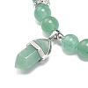 Natural Green Aventurine Round Beaded Stretch Bracelet with Bullet Charms BJEW-JB09018-02-4