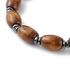 Spray Painted Natural Maple Wood & Waxed Wooden Beaded Bracelets Sets BJEW-JB06362-8