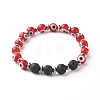 Handmade Evil Eye Lampwork Beaded Stretch Bracelets BJEW-JB06466-2