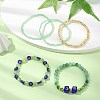 5Pcs 5 Style Natural Banded Agate & Lampwork Evil Eye & Seed Beaded Stretch Bracelets Set BJEW-JB09616-03-2