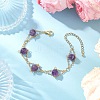 Natural Amethyst Round Beads Link Bracelets for Women BJEW-JB12149-02-1