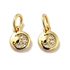 Flat Round Brass Micro Pave Clear Cubic Zirconia Charms KK-G419-22G-2