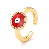 Flat Round with Evil Eye Cubic Zirconia Cuff Ring for Women RJEW-C004-18-RS-4