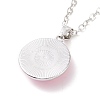 Glass Flat Round Pendant Necklace with Brass Chain NJEW-A003-01G-3