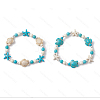 2Pcs 2 Colors Turtle & Starfish Synthetic Turquoise Beaded Stretch Bracelets for Men Women BJEW-JB11656-1