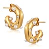 Shell Pearl C-shape Stud Earrings with Clear Cubic Zirconia JE948A-1