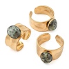 Oval Natural African Turquoise(Jasper) Finger Rings RJEW-Z057-12G-02-4