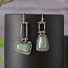 Trapezoid Synthetic Turquoise Dangle Earrings EJEW-G370-01AS-1