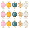 10Pcs 5 Styles Tigerskin Glass & Dyed Natural White Jade & Quartz Crystal Square Links Connector Charmss G-YW0002-75-1