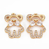 Rack Plating Brass Micro Pave Clear Cubic Zirconia Pendants KK-T060-09-RS-2