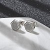 304 Stainless Steel Micro Pave Clear Cubic Zirconia Stud Earrings STAS-Z107-01P-01-2