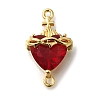 Brass FireBrick Cubic Zirconia Sacred Heart of Jesus Connector Charms X-KK-R002-27G-02-1