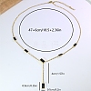 Stainless Steel & Black Rectangle Block Y-shaped Tassel Necklaces for Daily and Formal Wear LS-UV0910-2