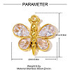 304 Stainless Steel Cubic Zirconia Pendants STAS-OY010-03G-3