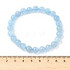 Natural Aquamarine Round Bead Stretch Bracelets for Men Women BJEW-U034-01C-04-5