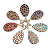 Polymer Clay Rhinestone Pendants RB-S056-11B-G-1