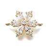 Brass Clear Cubic Zirconia Snowflake Connector Charms KK-Q048-19G-1
