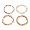 4Pcs 4 Style Synthetic Watermelon Stone & Hematite & Wood Beaded Stretch Bracelets Set BJEW-JB07625-2