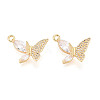 Brass Micro Pave Clear Cubic Zirconia Pendants KK-T077-37G-1