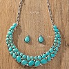 Teardrop Synthetic Turquoise Pendant Necklaces & Dangle Earrings Sets FS-WGC94F7-01-4