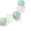 Natural Amazonite & Rose Quartz & Quartz Crystal & Green Aventurine Round Beaded Stretch Bracelets BJEW-JB10910-10-4