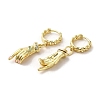 Palm with Horse Eye Real 18K Gold Plated Brass Dangle Hoop Earrings EJEW-Q797-21G-04-2