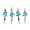 4Pcs 4 Colors Summer Beach Dyed Synthetic Turquoise Connector Charms PALLOY-JF03746-02-1