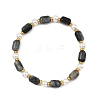Natural Eagle Eye Stone & Shell Pearl & Brass Beads Stretch Bracelets for Women BJEW-JB13865-01-3