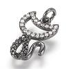 Brass Micro Pave Cubic Zirconia Kitten Pendants ZIRC-F062-02-2