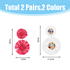 FIBLOOM 2 Pairs 2 Style Raffia Flower Dangle Stud Earrings EJEW-FI0003-23-2