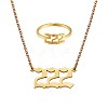 Angel Number Pendant Necklace & Open Cuff Ring JX196A-1