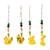 Crafans 4Pcs 4 Style Easter Theme Plastic Hen & Rabbit Pendant Decorations HJEW-CF0001-16A-20