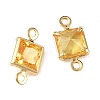 SHEGRACE Brass Pave Cubic Zirconia Square Connector Charms XGRQ2O088-440D-G-2