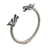 Dragon Head 304 Stainless Steel Open Cuff Bangles for Women BJEW-E094-23AS-1