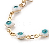 Enamel Rhombus with Evil Eye Link Chains Bracelet BJEW-P271-03G-02-2