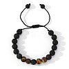 Natural Lave Rock & Tiger Eye Round Beads Braided Bead Bracelets AW3107-1-2