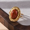 Oval Natural Red Jasper Finger Rings RJEW-M063-01G-08-5