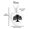 Tree of Life Pattern Heart Ash Urn Titanium Steel Pendant Neckalce BOTT-PW0013-03-2