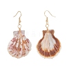 Copper Wire Wrapped Natural Scallop Shell Dangle Earring for Women EJEW-JE04721-7