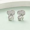 Brass Micro Pave Clear Cubic Zirconia Stud Earrings EJEW-A145-03A-P-1
