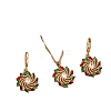 Christmas Alloy Micro Pave Cubic Zirconia Pendant Necklaces & Hoop Earrings Sets Flower WGB037B-01-3