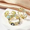 Brass Micro Pave Clear Cubic Zirconia Enamel Cuff Rings  for Women RJEW-L113-026G-2