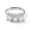 Clear Cubic Zirconia Oval Adjustable Ring RJEW-I087-13-3