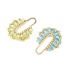 3Pcs 3 Colors Brass & Seed Baeded & Glass Connector Charms PALLOY-MZ01372-2